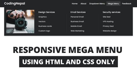 mega menu css codepen
